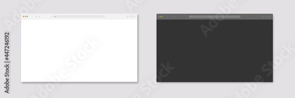 Obraz browser window mockup. website template vector frame. web site computer screen mock up. pc, laptop, mobile, tablet browser view isolated light, dark, night mode theme