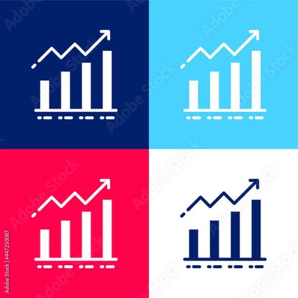 Fototapeta Bar Graph blue and red four color minimal icon set