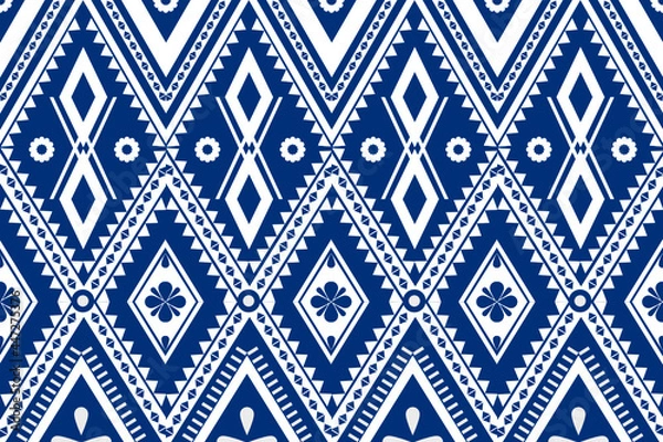 Fototapeta Seamless geometric ethnic asian oriental and tradition pattern design for texture and background. Silk and fabric pattern decoration for carpet, clothing, wrapping and wallpaper