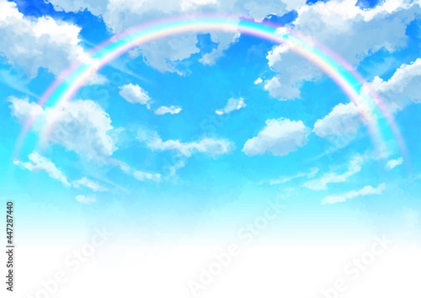 Fototapeta 奥行き感のある虹のかかった青空と雲