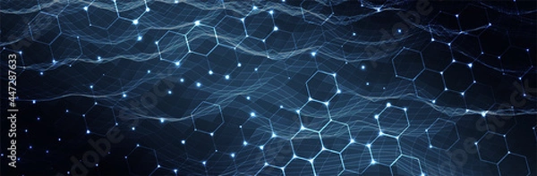 Fototapeta Futuristic Hexagon background. Blue Hexagonal pattern. Modern vector illustration