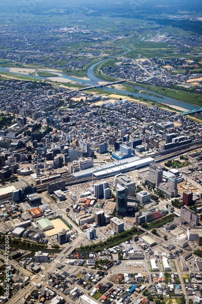Obraz 富山駅付近を空撮