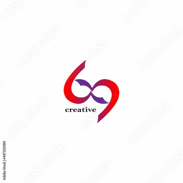 Fototapeta 69 symbol  Number 69 or 69 simple minimal logo icon sign design template. Vector illustration