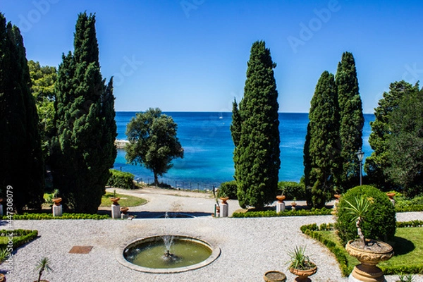 Obraz View of Miramare Castle Garden on a Sunny Day