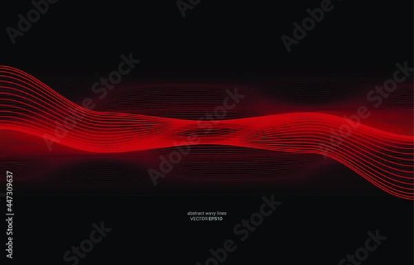 Fototapeta Vector Image Illustration of black background with abstract wavy lines EPS 10