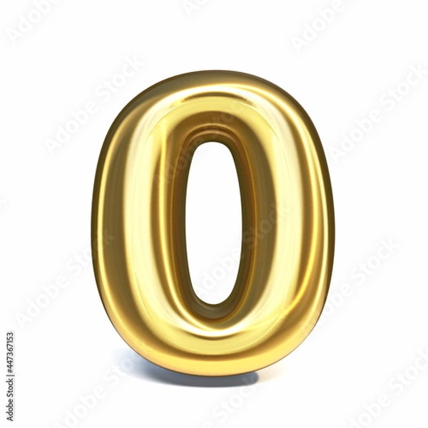 Fototapeta Golden font Number 0 ZERO 3D