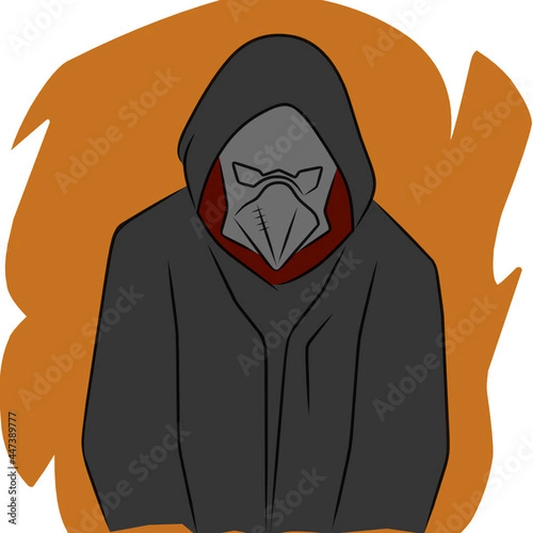 Fototapeta A vector with an object of someone wearing a cloak and a mask
