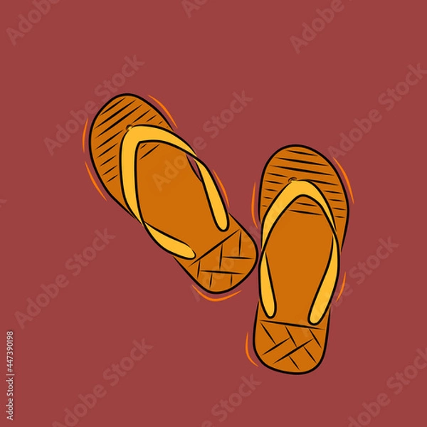 Fototapeta A vector with an object a pair of brightly colored flip-flops