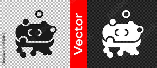 Fototapeta Black Bar of soap with foam icon isolated on transparent background. Soap bar with bubbles. Vector
