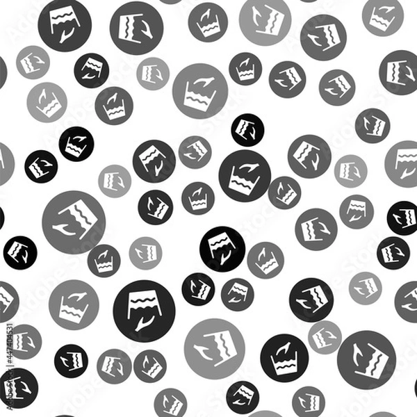 Fototapeta Black Hand wash laundry icon isolated seamless pattern on white background. Vector
