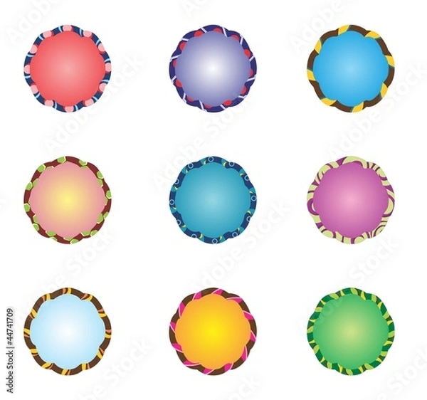 Fototapeta Round labels with funny frames