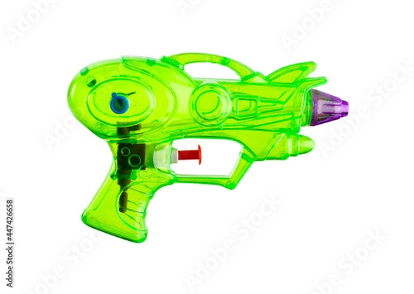 Obraz futuristic green water gun toy isolated on white background