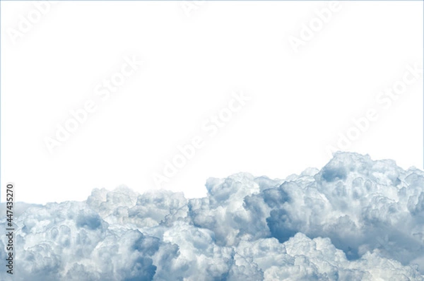 Obraz Lush cumulus clouds isolated on white background, landscape design