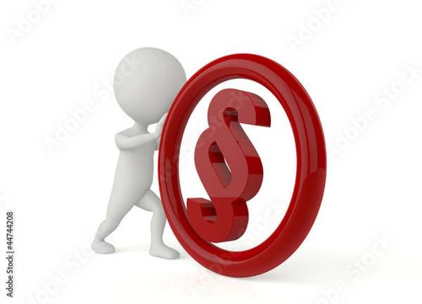 Obraz 3d humanoid character push a paragraph sign