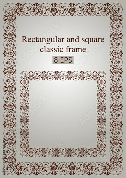 Obraz Rectangular and square classic seamless frame. Vector