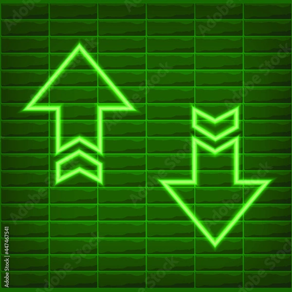 Fototapeta Green arrow light neon effect eps vector editable graphic resources