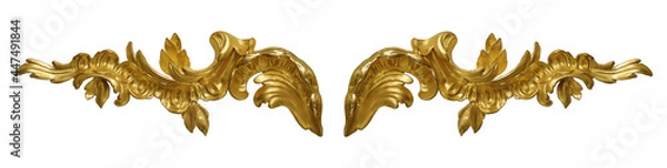 Obraz Golden decorative architectural element isolated on white background. Design element with clipping path