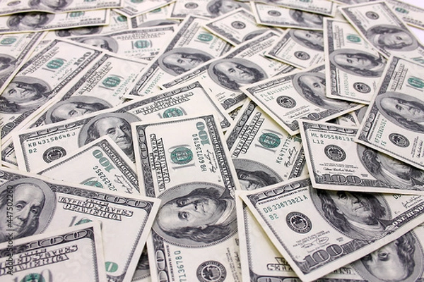 Fototapeta 100 US dollars banknotes close up