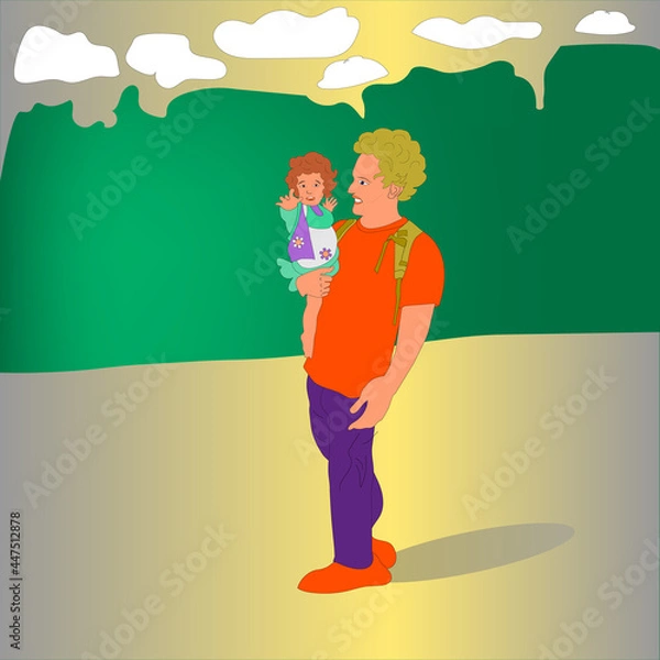 Obraz A father and his little daughter