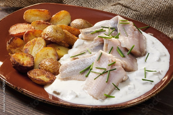 Obraz Matjes mit Bratkartoffeln