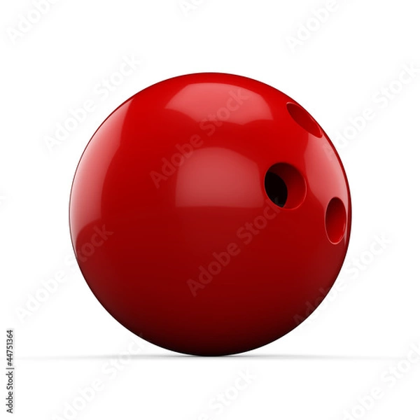 Obraz 3d Red Bowling Ball on white background