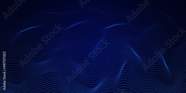 Fototapeta Array of glowing dots in the form of an abstract wave. Vector design element.