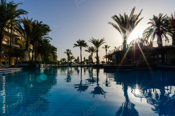 Fototapeta pool without people in an empty hotel in Hurghada Egypt