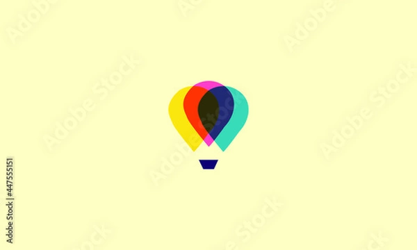 Obraz Hot air balloon logo design. AIr balloon with basket vector design. Air transport logotype