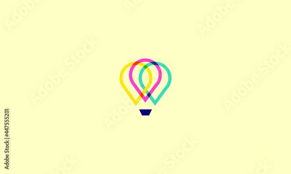 Obraz Hot air balloon logo design. AIr balloon with basket vector design. Air transport logotype