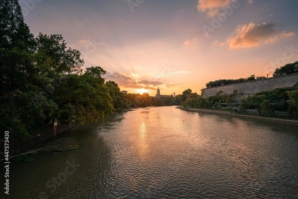 Fototapeta Nanjing city at sunset in summer