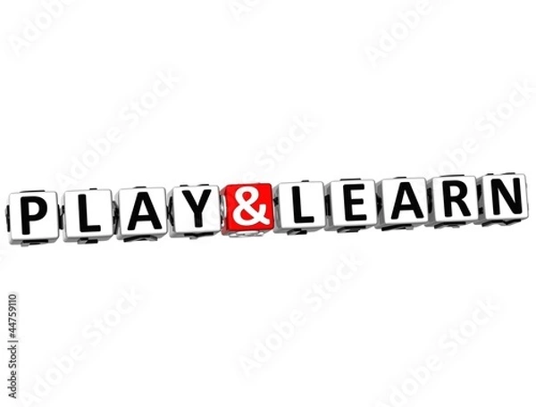 Obraz 3D Play And Learn Button Click Here Block Text