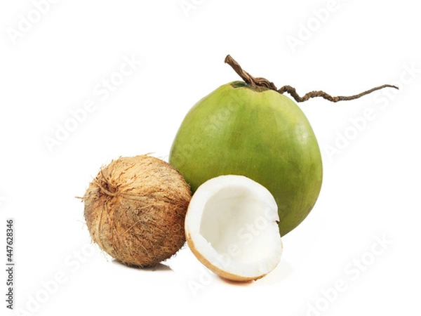 Fototapeta Fresh coconuts and brown coconut 