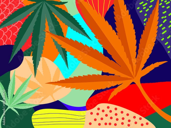 Obraz Cannabis leaf colorful background art and abstract