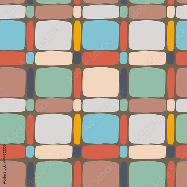 Fototapeta Vintsge mosaic seamless pattern of geometric shapes
