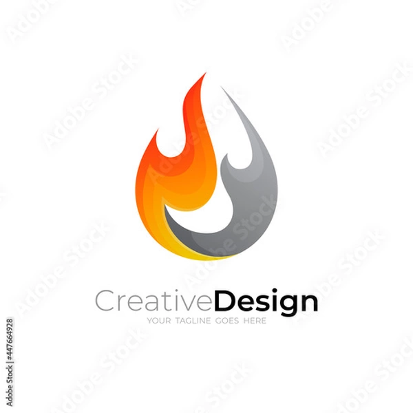 Fototapeta Simple fire logo template, flame logo