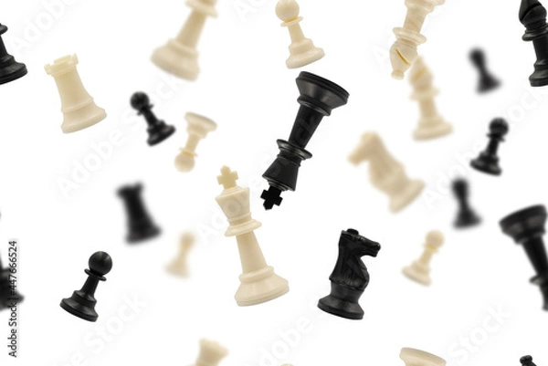 Obraz Black and white chess seamless pattern or falling with white background.Repeat object design.