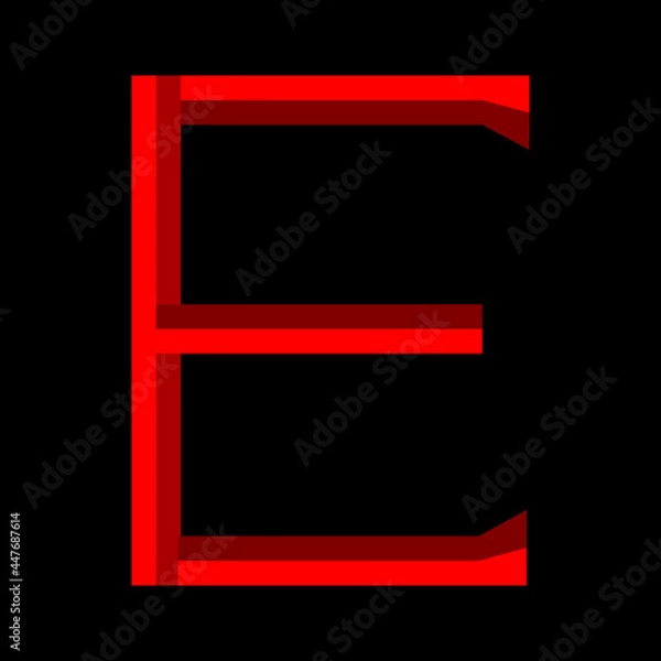 Obraz letter E logo is red on black background, vector template