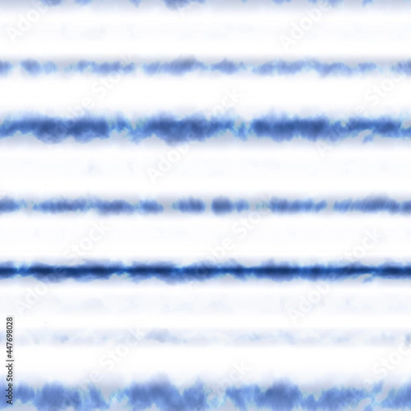 Fototapeta Tie Dye Shibori Seamless Pattern Background in Blue color Boho Stripe Color Design in 1970