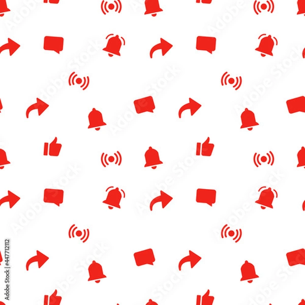 Fototapeta Seamless pattern with red video social media icons.