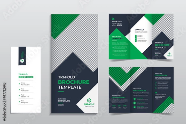 Fototapeta Creative and Modern Corporate Business Trifold Print Ready Brochure  Template With Professional Abstract  Vector Layout Design For Any Company