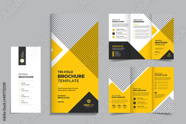 Fototapeta Creative and Modern Corporate Business Trifold Print Ready Brochure  Template With Professional Abstract  Vector Layout Design For Any Company