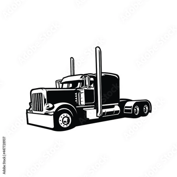 Obraz Semi Truck Freight 18 Wheeler Vector Silhouette