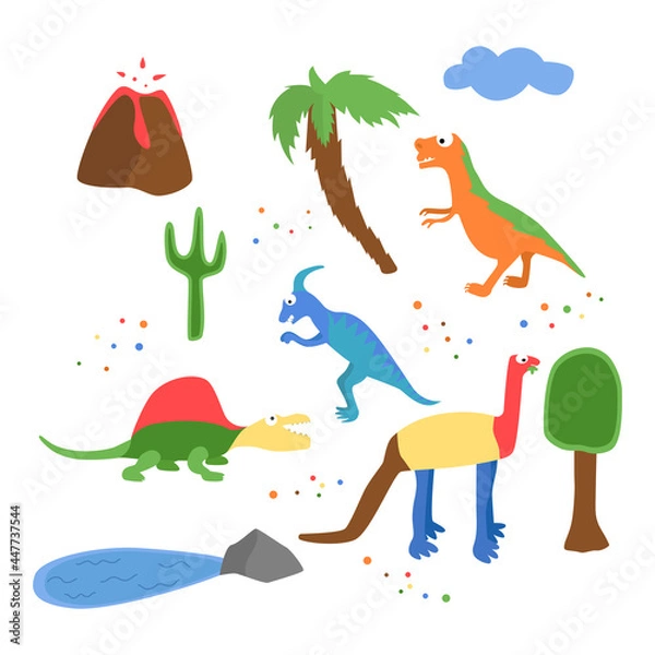 Obraz world of dinosaurs through the eyes of a child