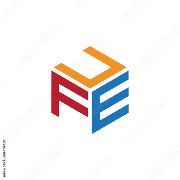 Fototapeta Hexagon logo with the letters UFE design