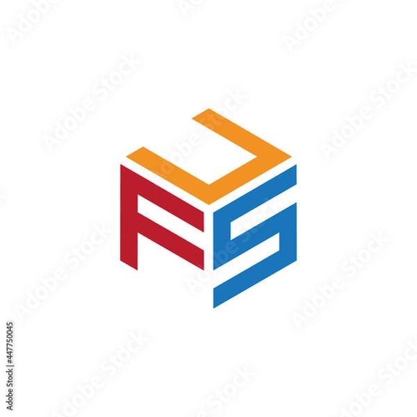 Fototapeta Hexagon logo with the letters UFS design