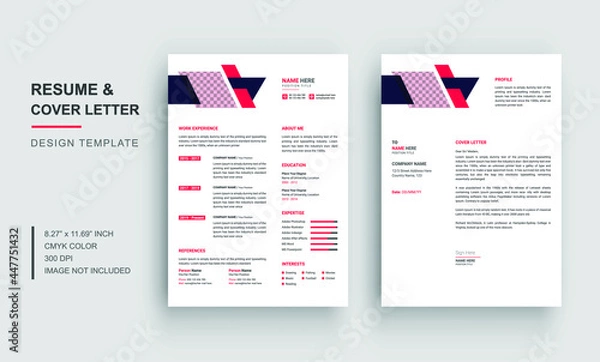 Fototapeta Modern CV or resume design template with cover letter