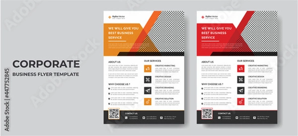 Fototapeta Corporate Business flyer template vector design, Flyer Template Geometric shape used for business poster layout, IT Company flyer, corporate banners, and leaflets. Graphic design layout modern flyer