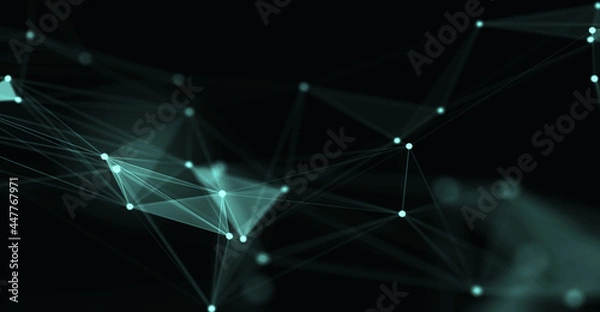 Fototapeta Abstract futuristic - technology with polygonal shapes on dark blue background. Design digital technology concept. 3d illustration.