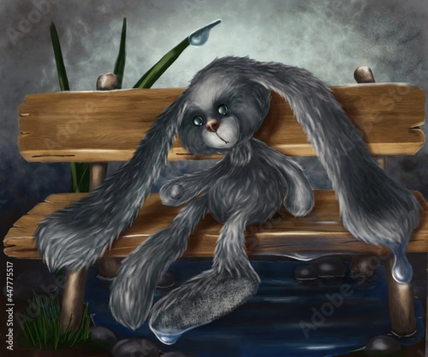 Fototapeta Hare in the rain