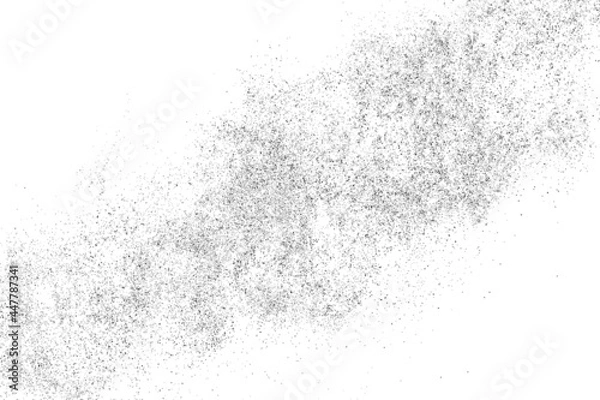 Fototapeta Distressed black texture. Dark grainy texture on white background. Dust overlay textured. Grain noise particles. Rusted white effect. Grunge design elements. Vector illustration, EPS 10.